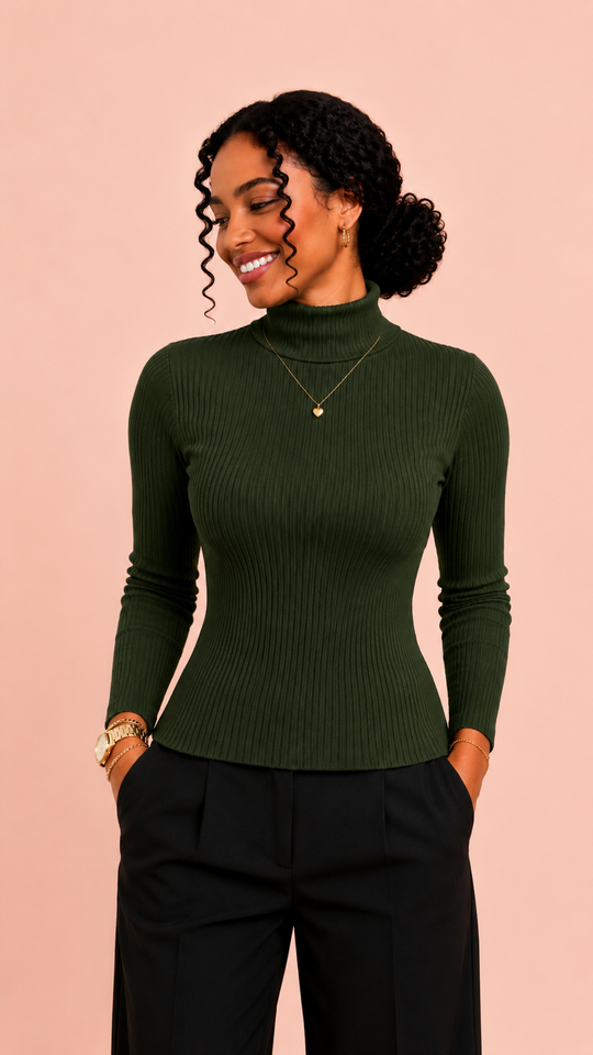 Blusa Canelada Gola Alta Milla